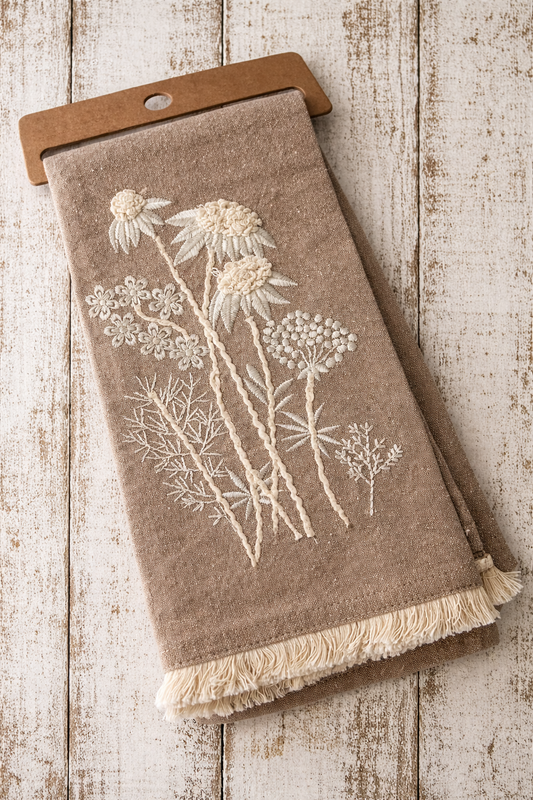 Wildflower Tan Tea Towel