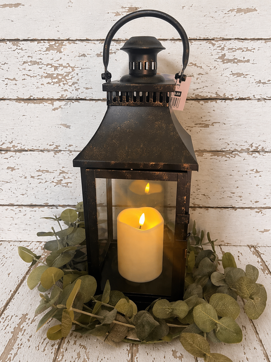 19” Metal Lantern with LED Timer Candle