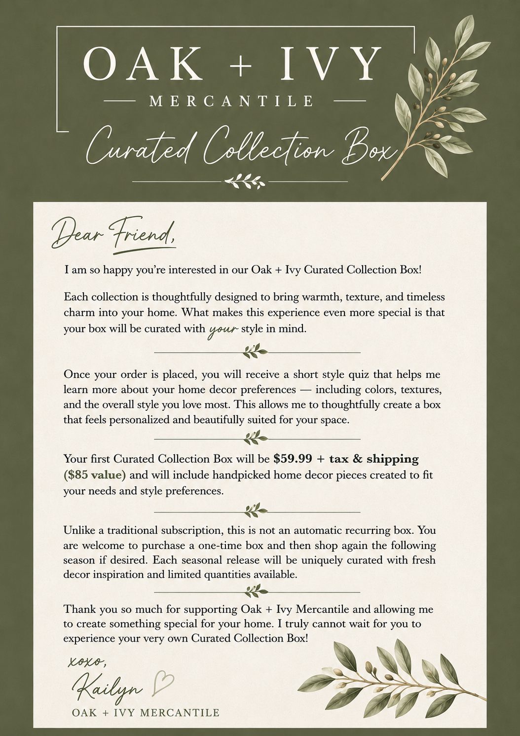 Oak +Ivy Curated Collection Box