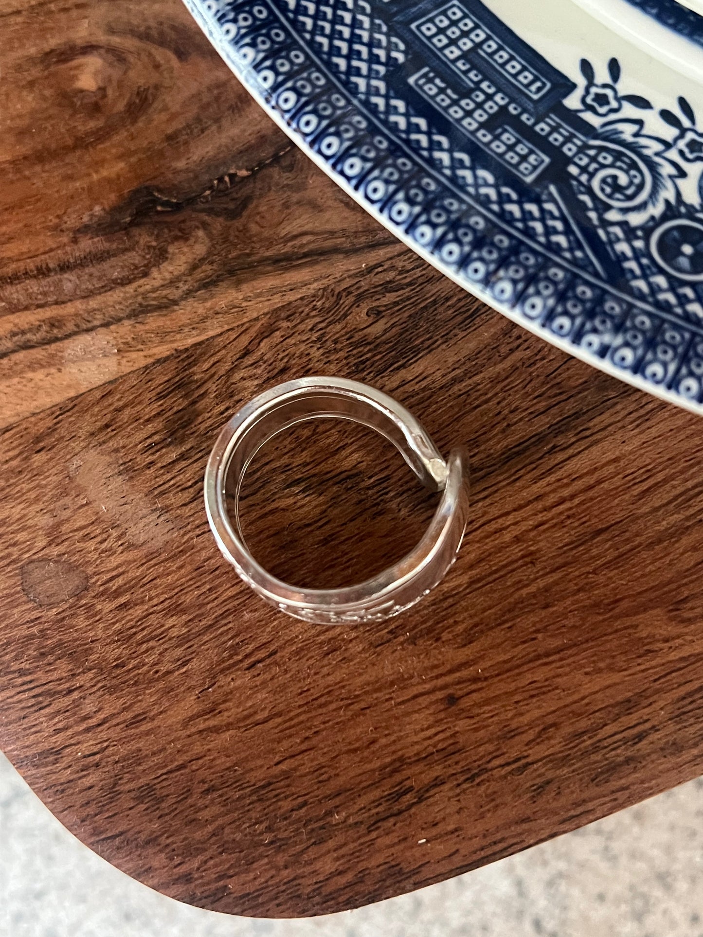Abigail-Floral Diagonal Spoon Ring Size- 9