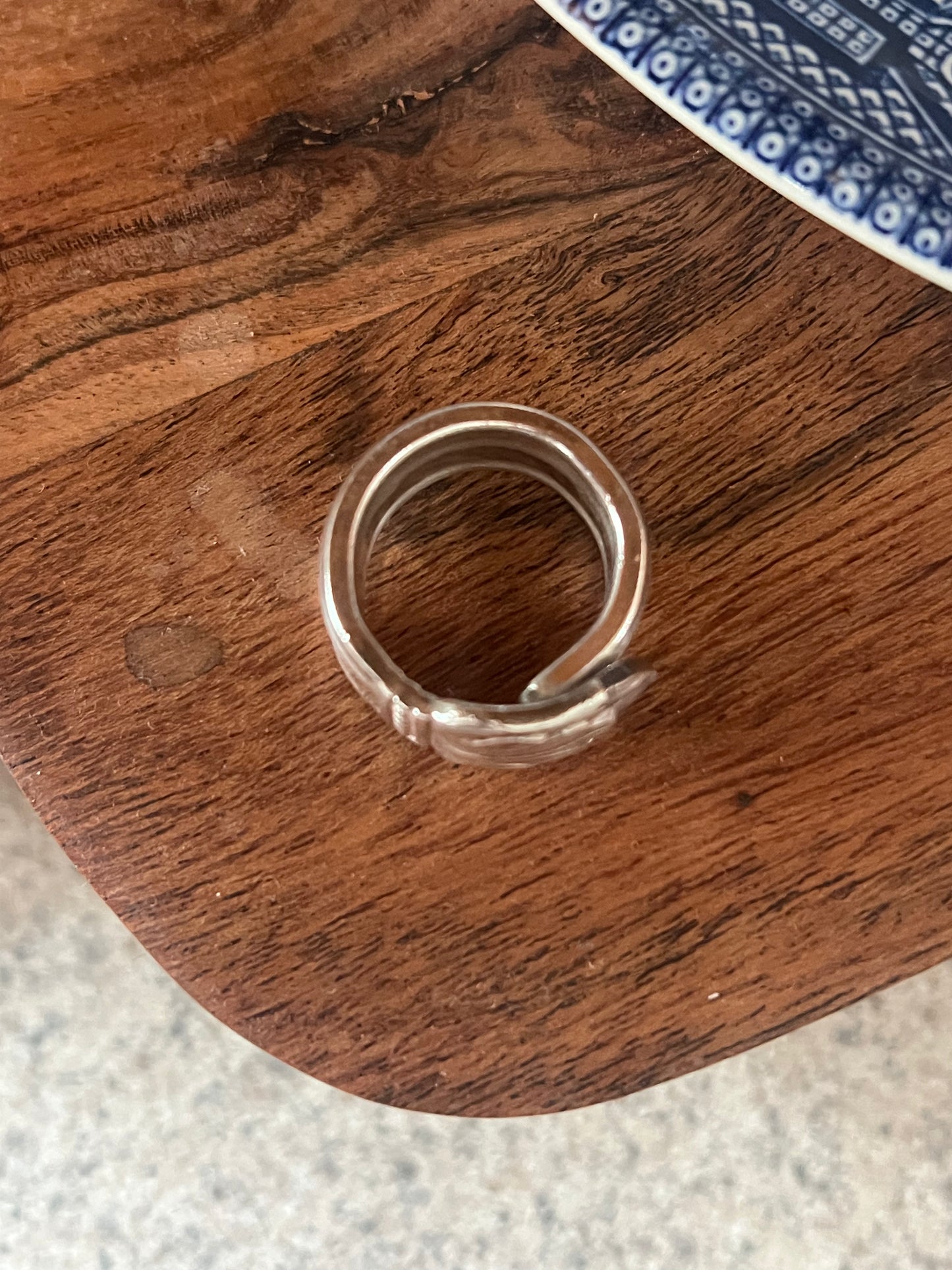 Abigail-Floral Diagonal Spoon Ring Size- 9