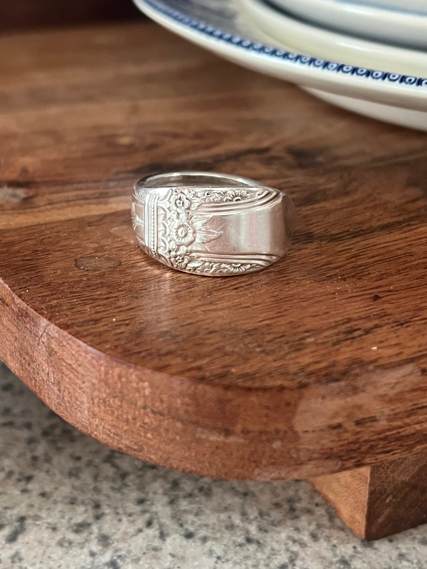 Elena- Whimsy Floral Spoon Ring Size- 8