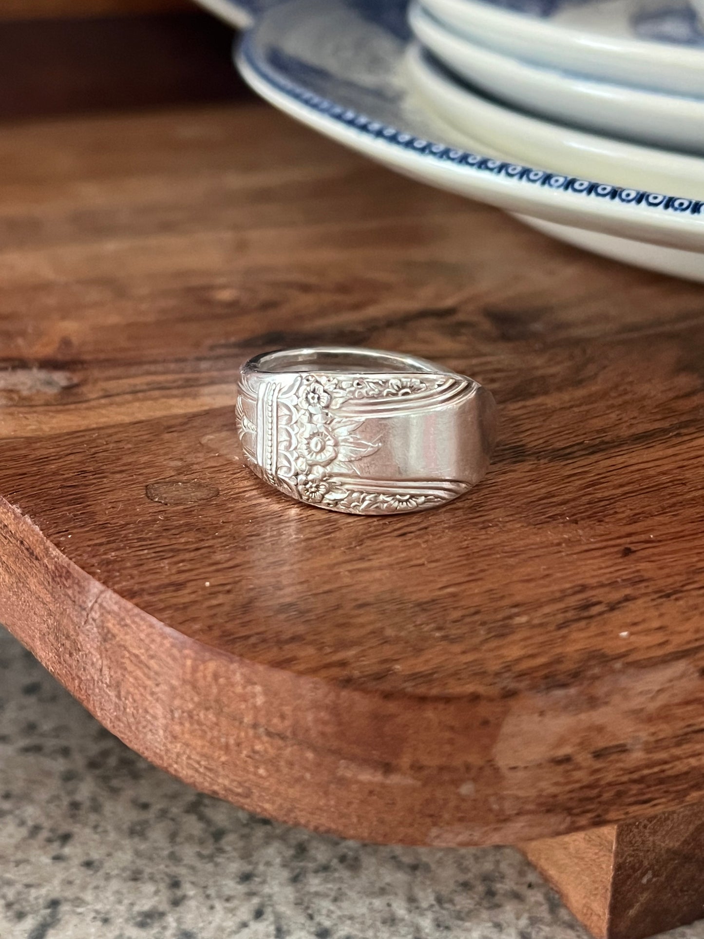Elena- Whimsy Floral Spoon Ring Size- 8