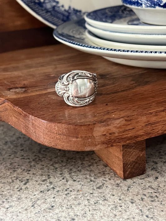 Clara- Intricate Floral Spoon Ring Size-8