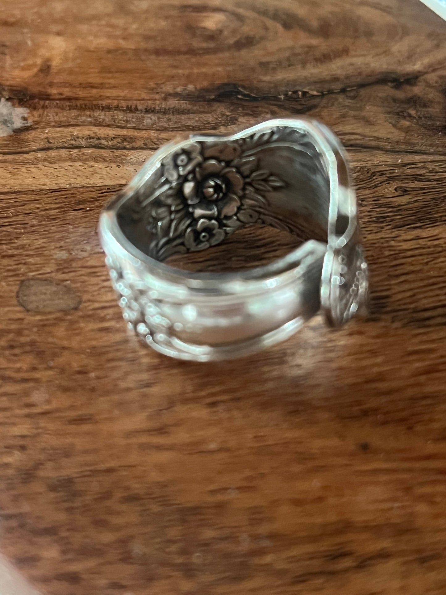 Clara- Intricate Floral Spoon Ring Size-8