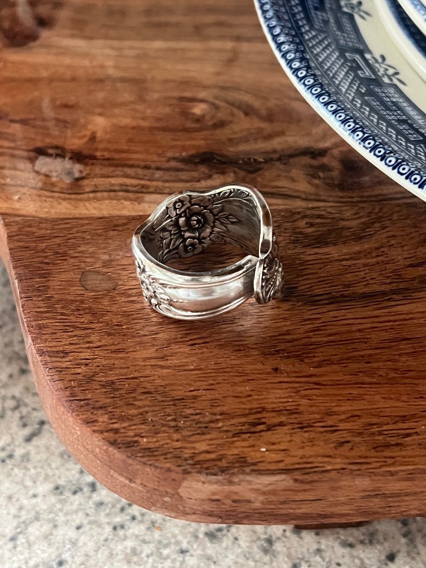 Clara- Intricate Floral Spoon Ring Size-8