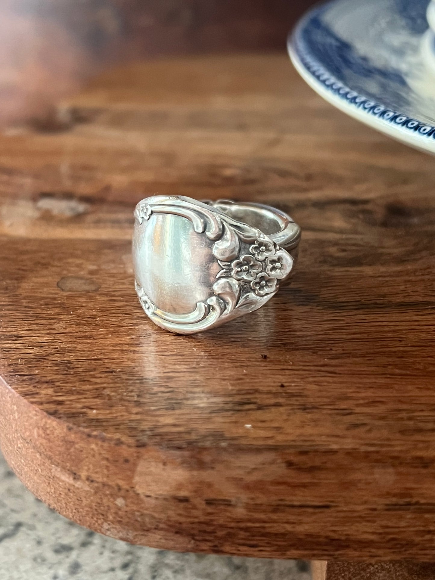 Josephine- Floral Print Spoon Ring Size- 9
