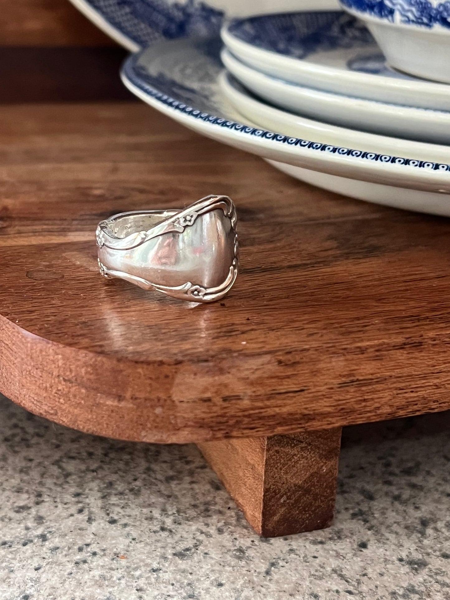 Josephine- Floral Print Spoon Ring Size- 9