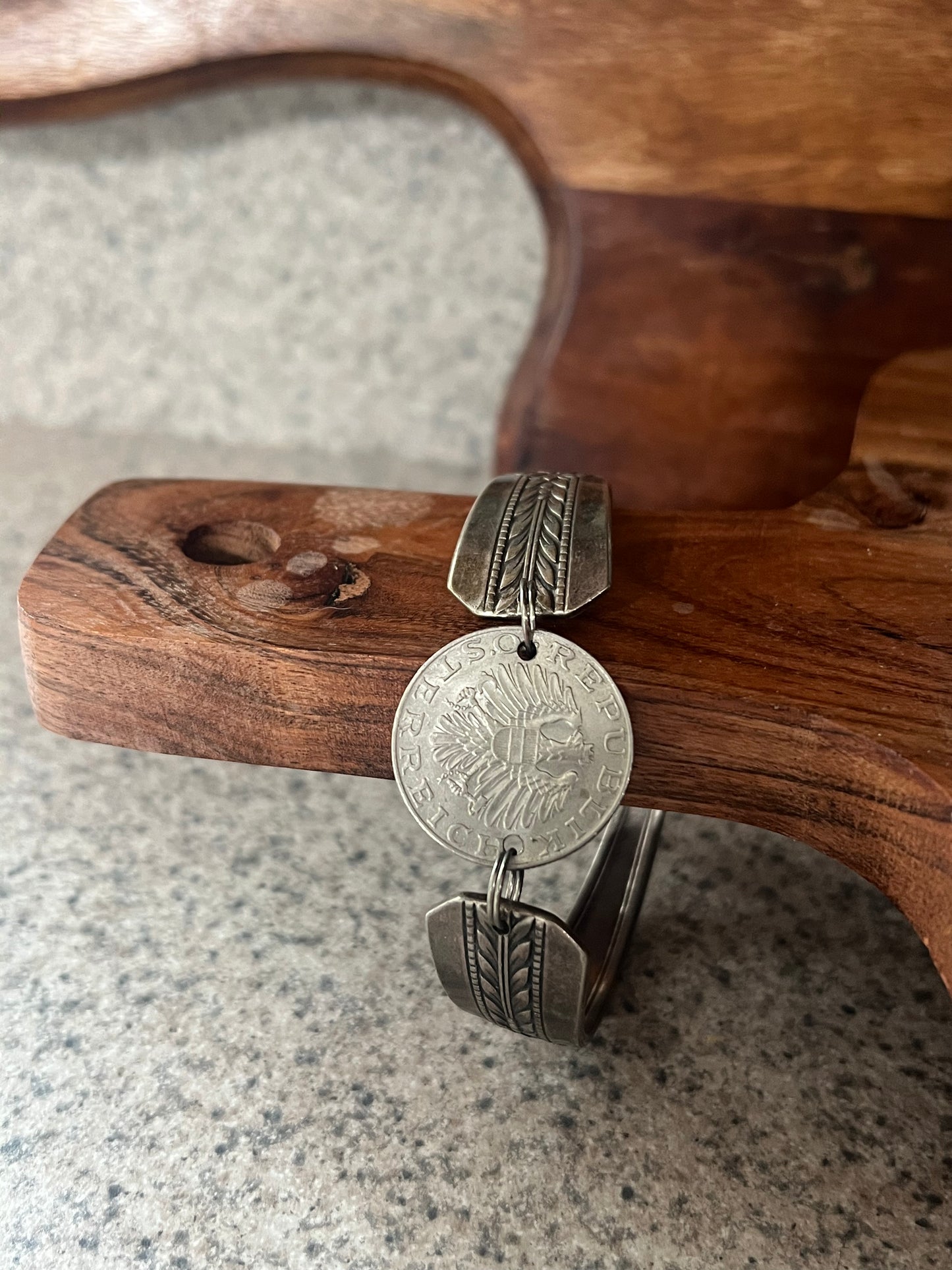 Vintage Coin Spoon Bracelet with magnetic clasp