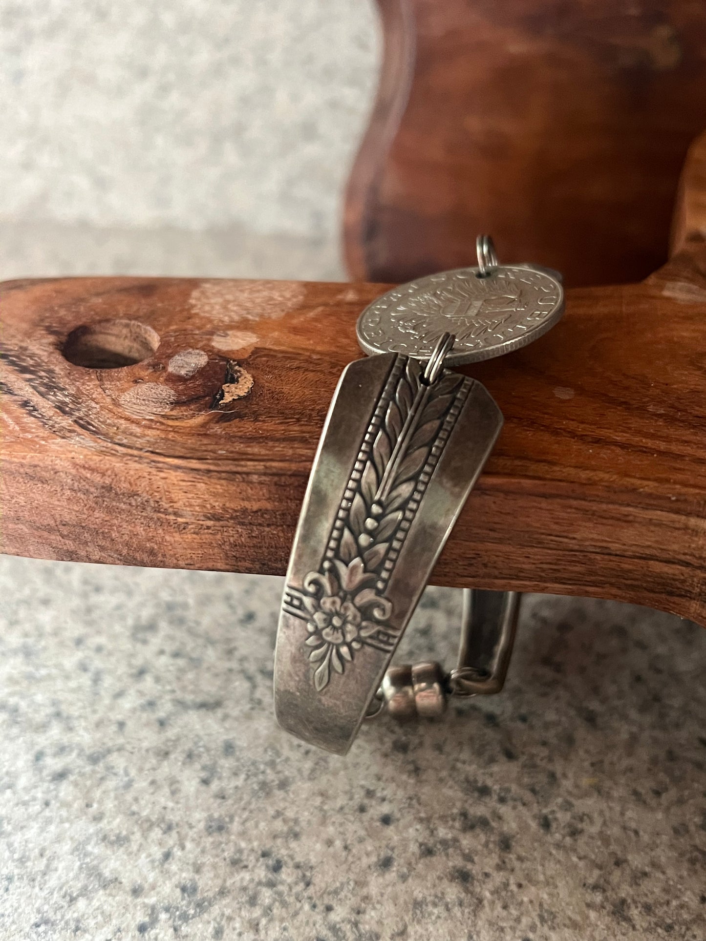 Vintage Coin Spoon Bracelet with magnetic clasp